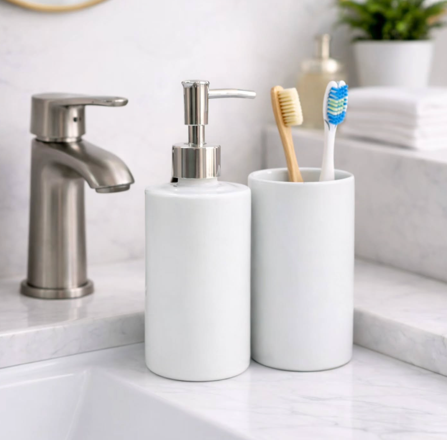 2 in 1 soap dispenser with a toothbrush holder
