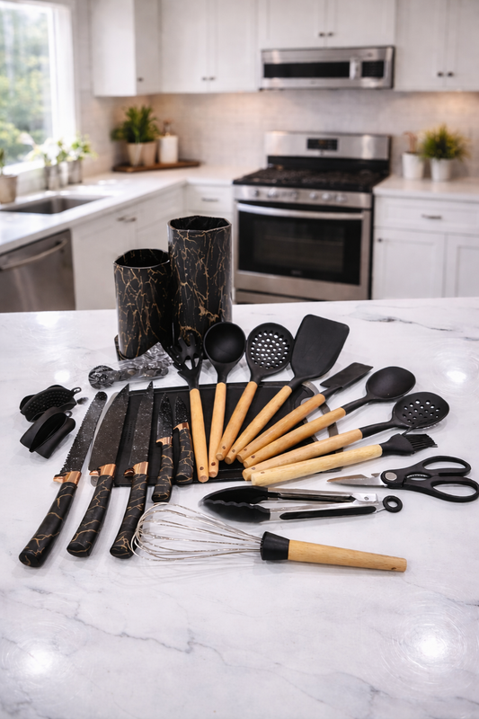 Silicone spoons with knives set