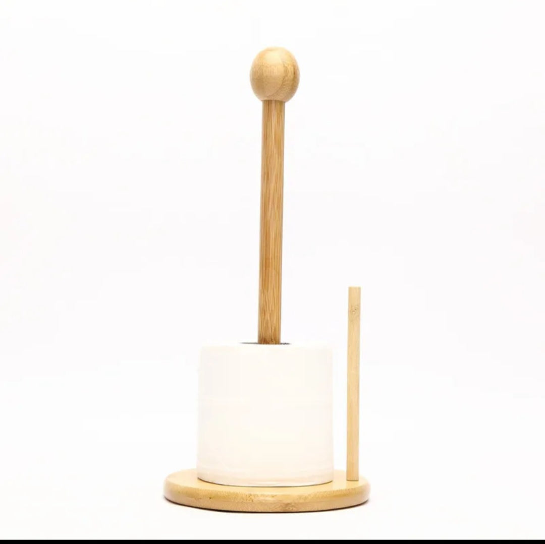 Bamboo kitchen towel holder