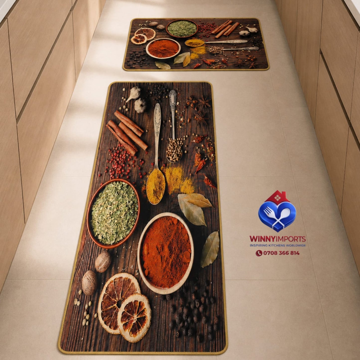 2 pcs rubber  kitchen mats