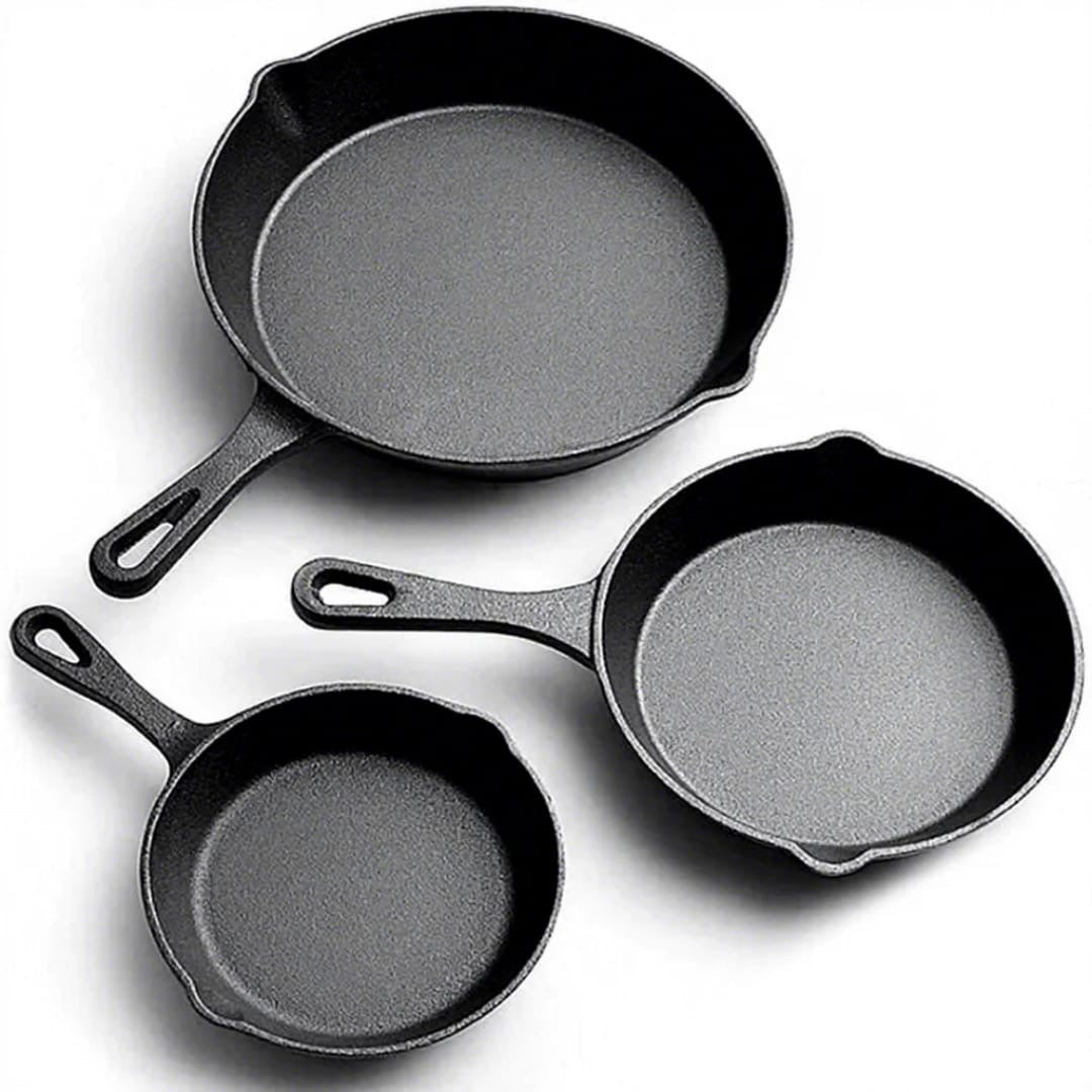 3 pieces cast iron pan