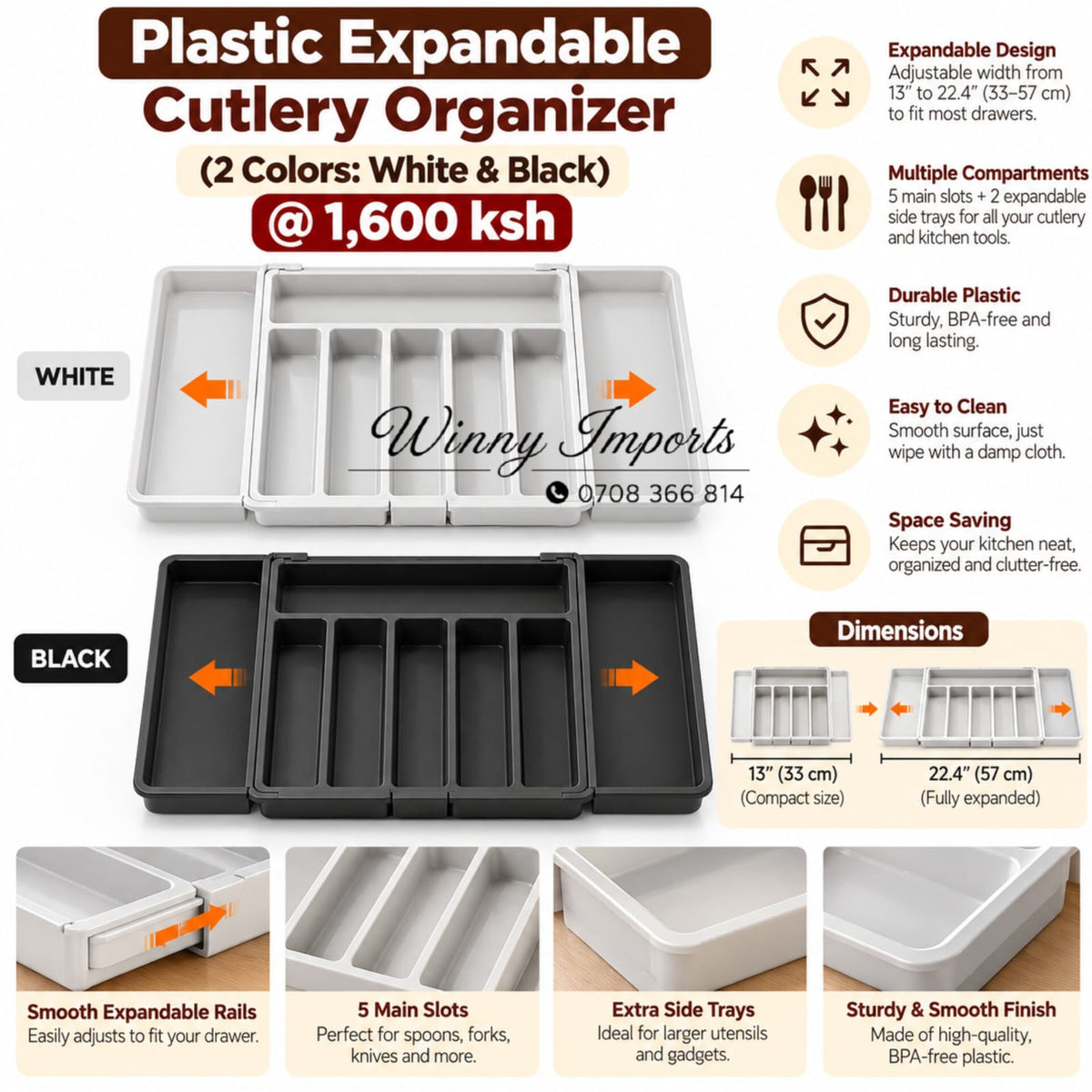 Expandable plastic cutlery  organizer