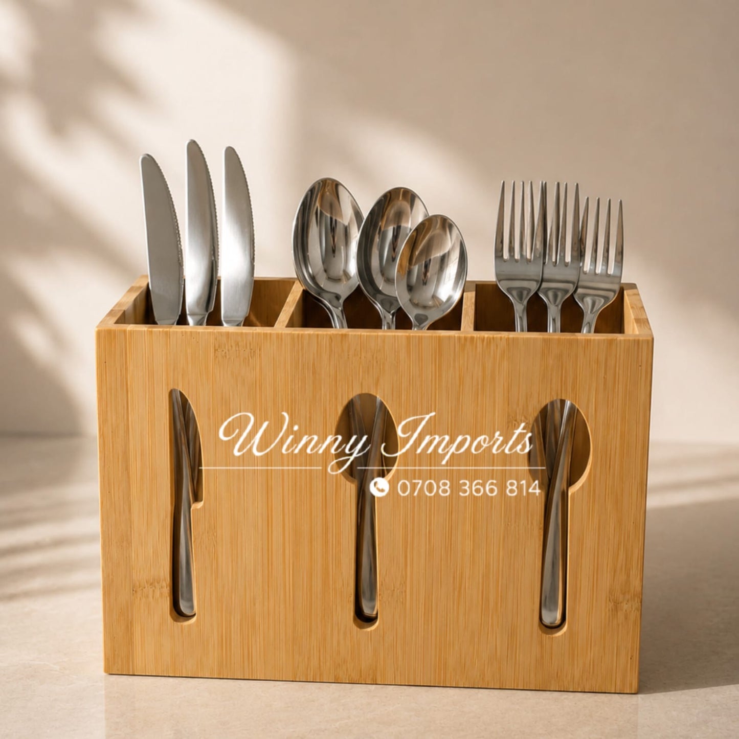 Bamboo cutlery holder
