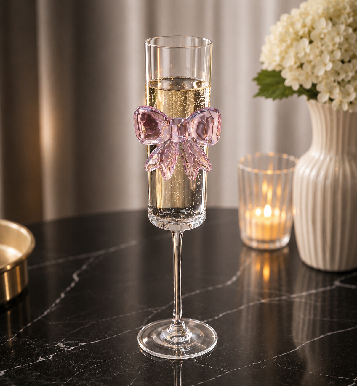 6pcs bowtie champagne glasses