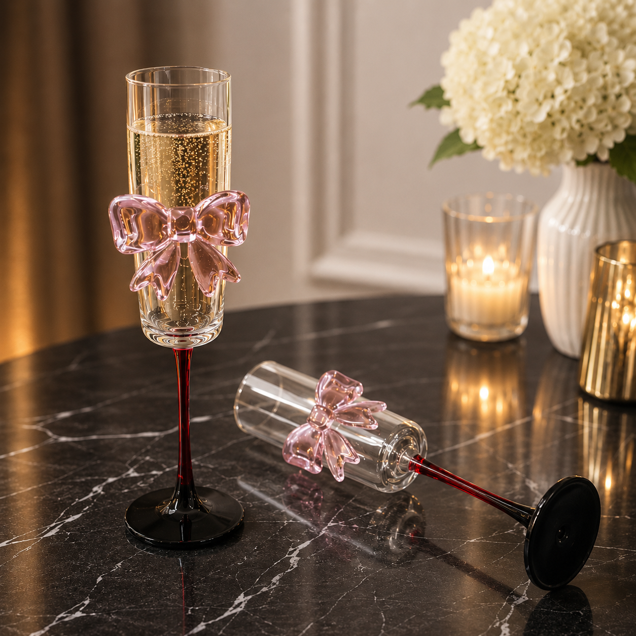 6pcs bowtie champagne glasses