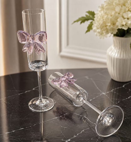 6pcs bowtie champagne glasses