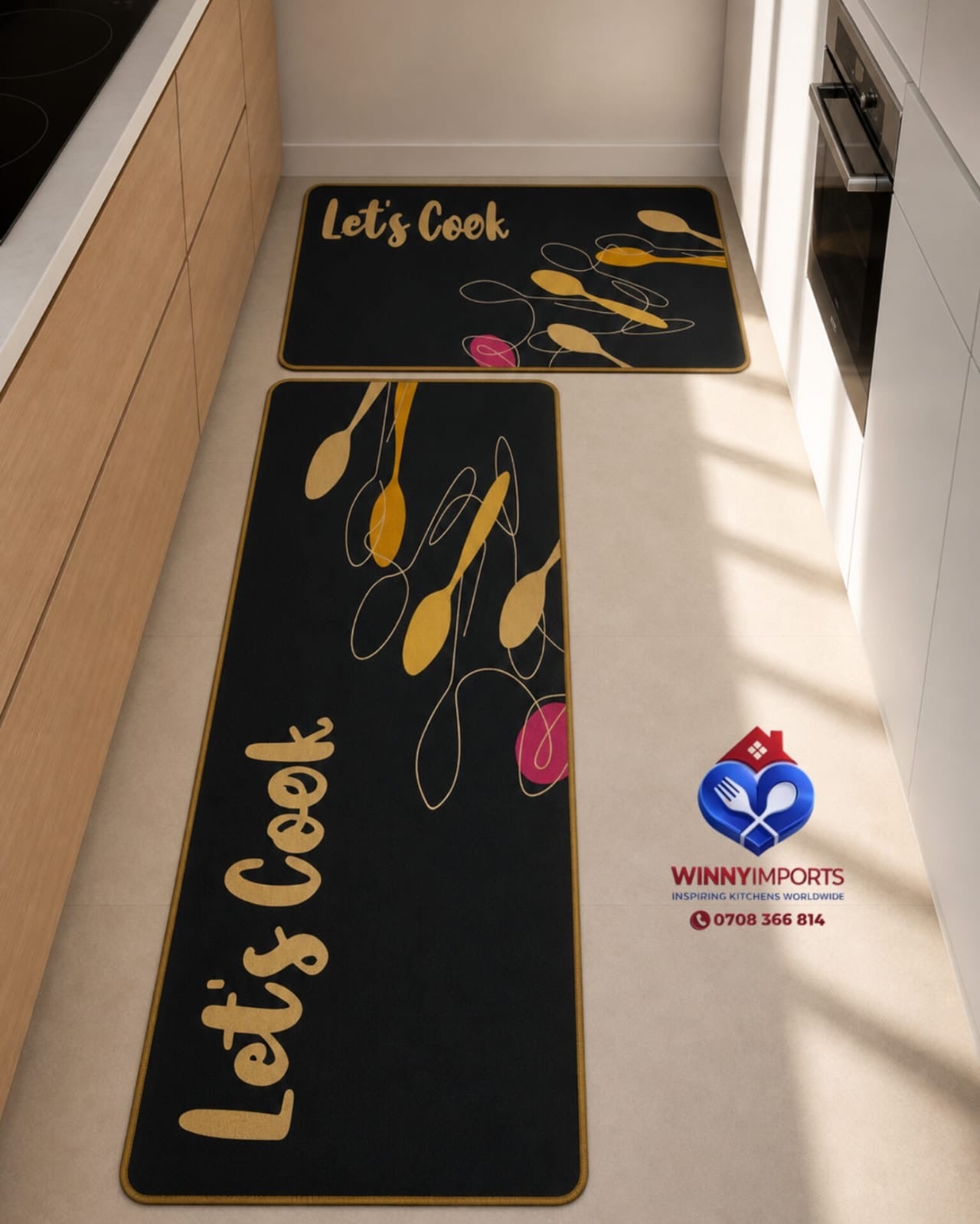 2 pcs rubber  kitchen mats