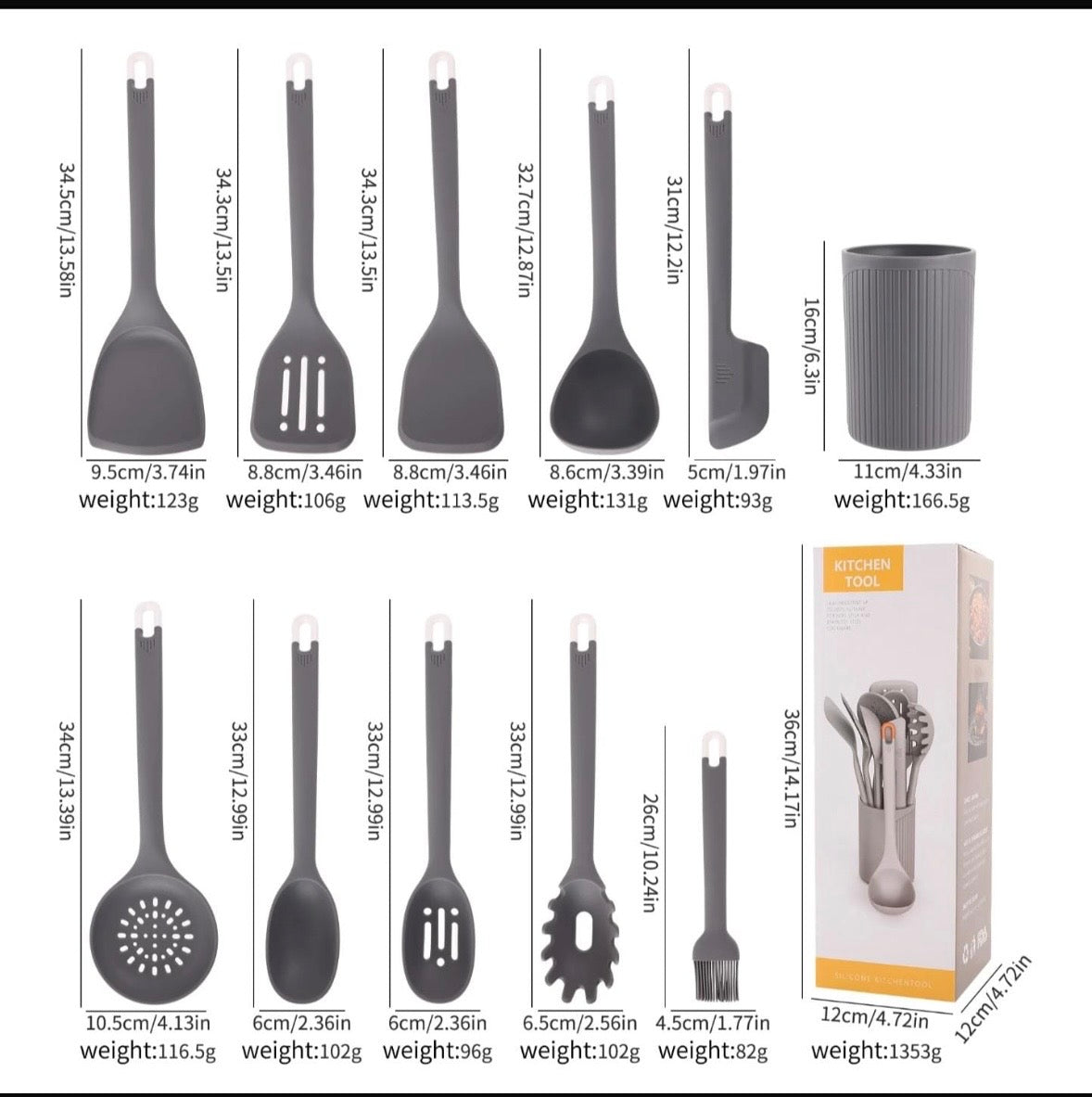 11 pcs Quality silicone spoons