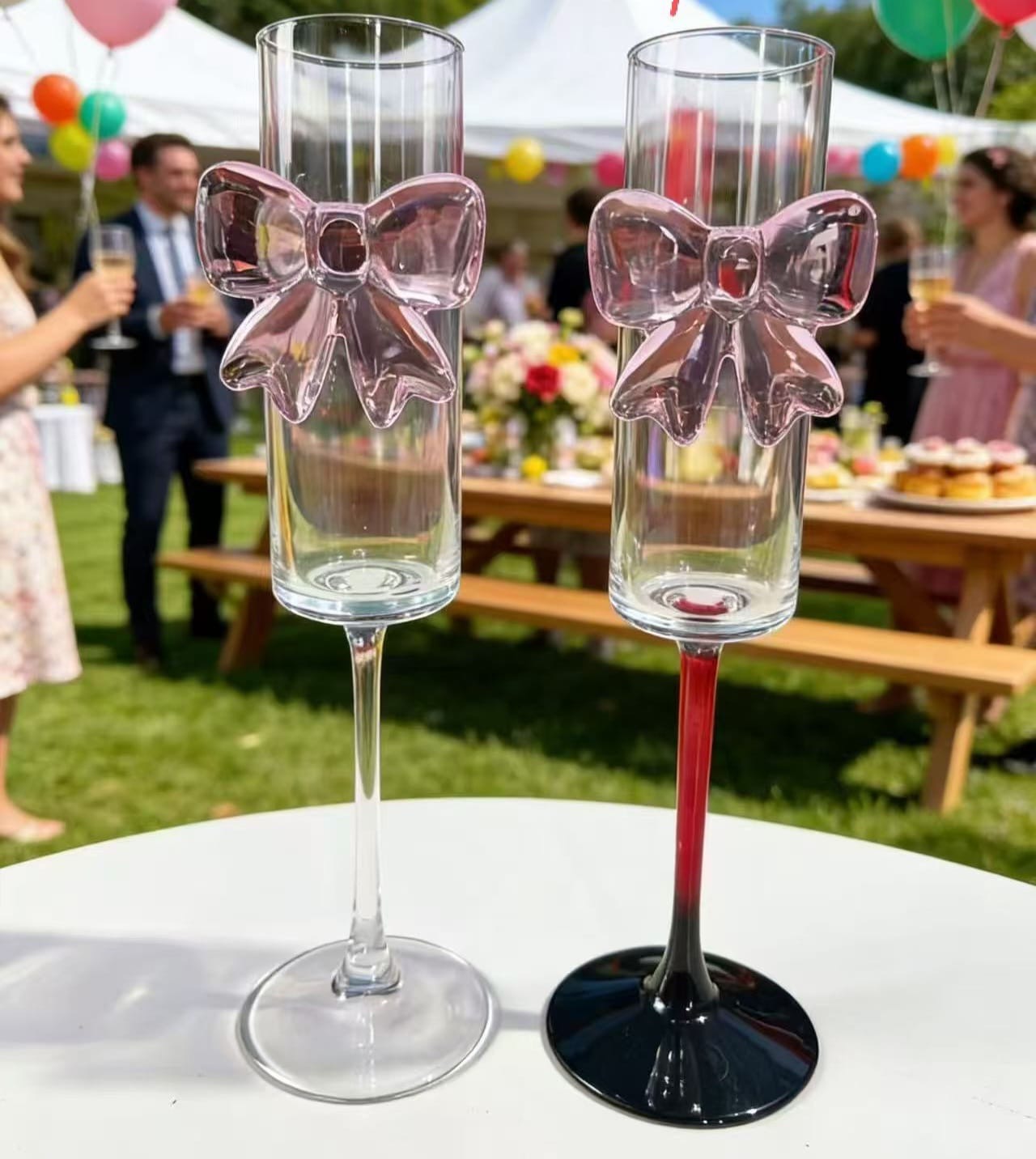 6pcs bowtie champagne glasses