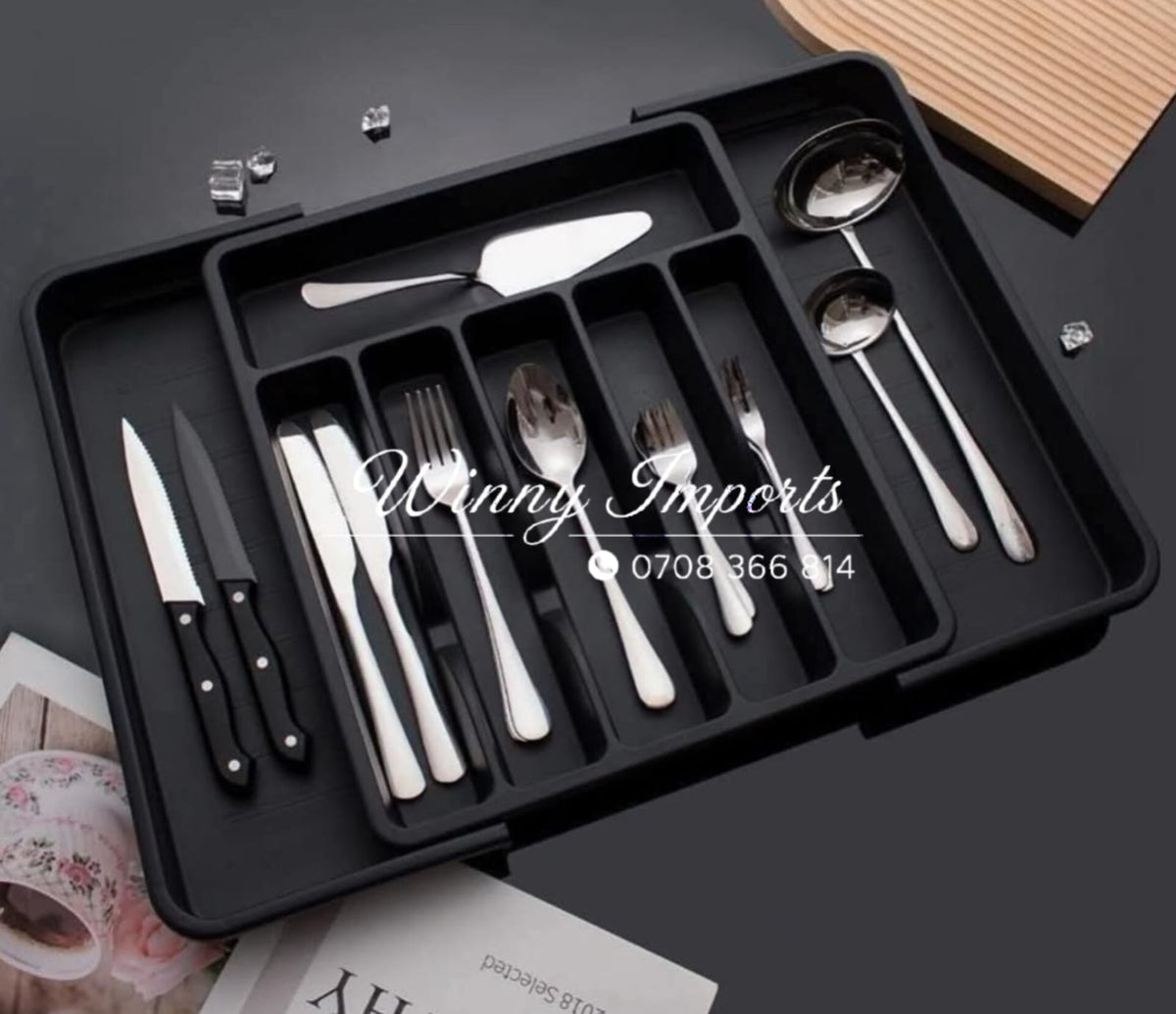Expandable plastic cutlery  organizer