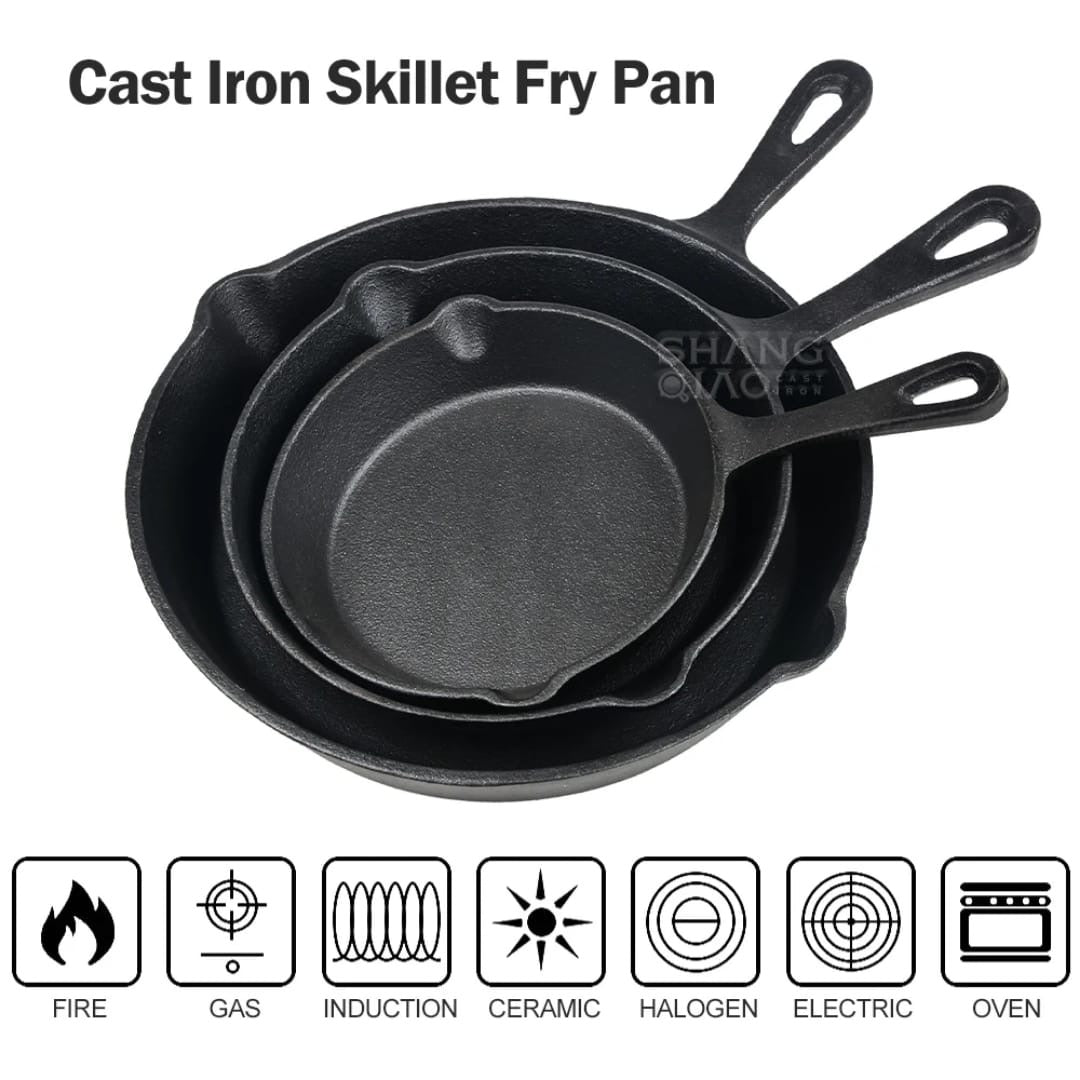 3 pieces cast iron pan