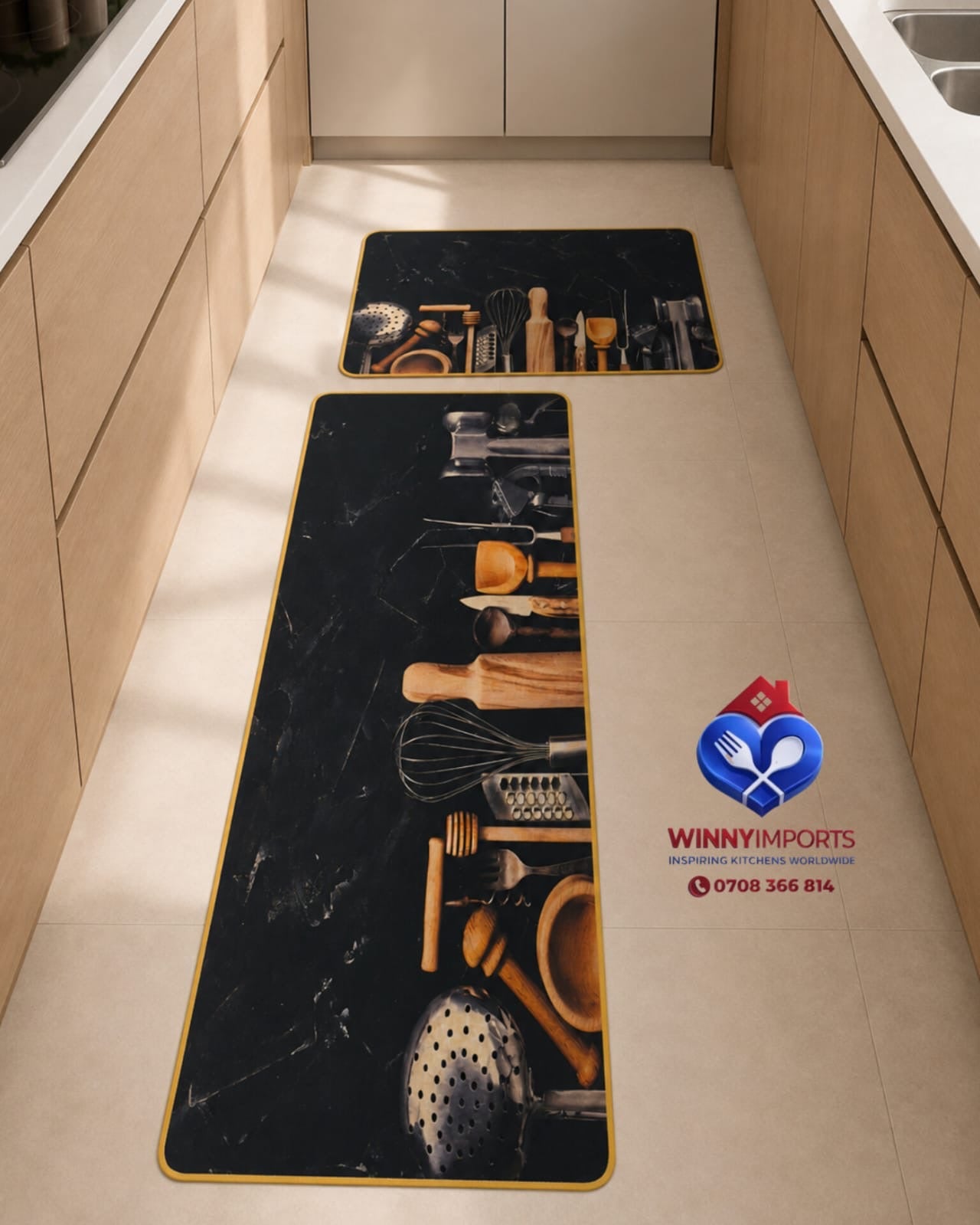 2 pcs rubber  kitchen mats
