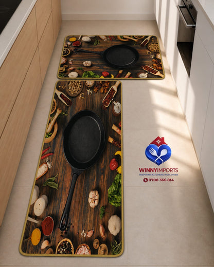 2 pcs rubber  kitchen mats