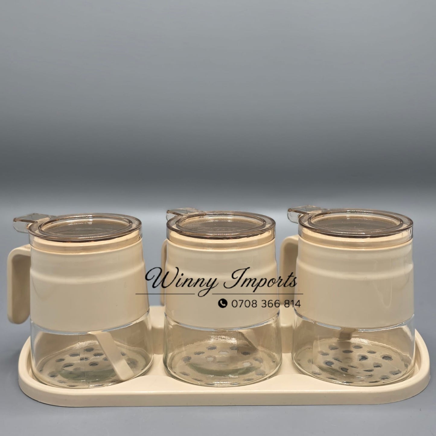 3 pcs sugar dish/spice jar