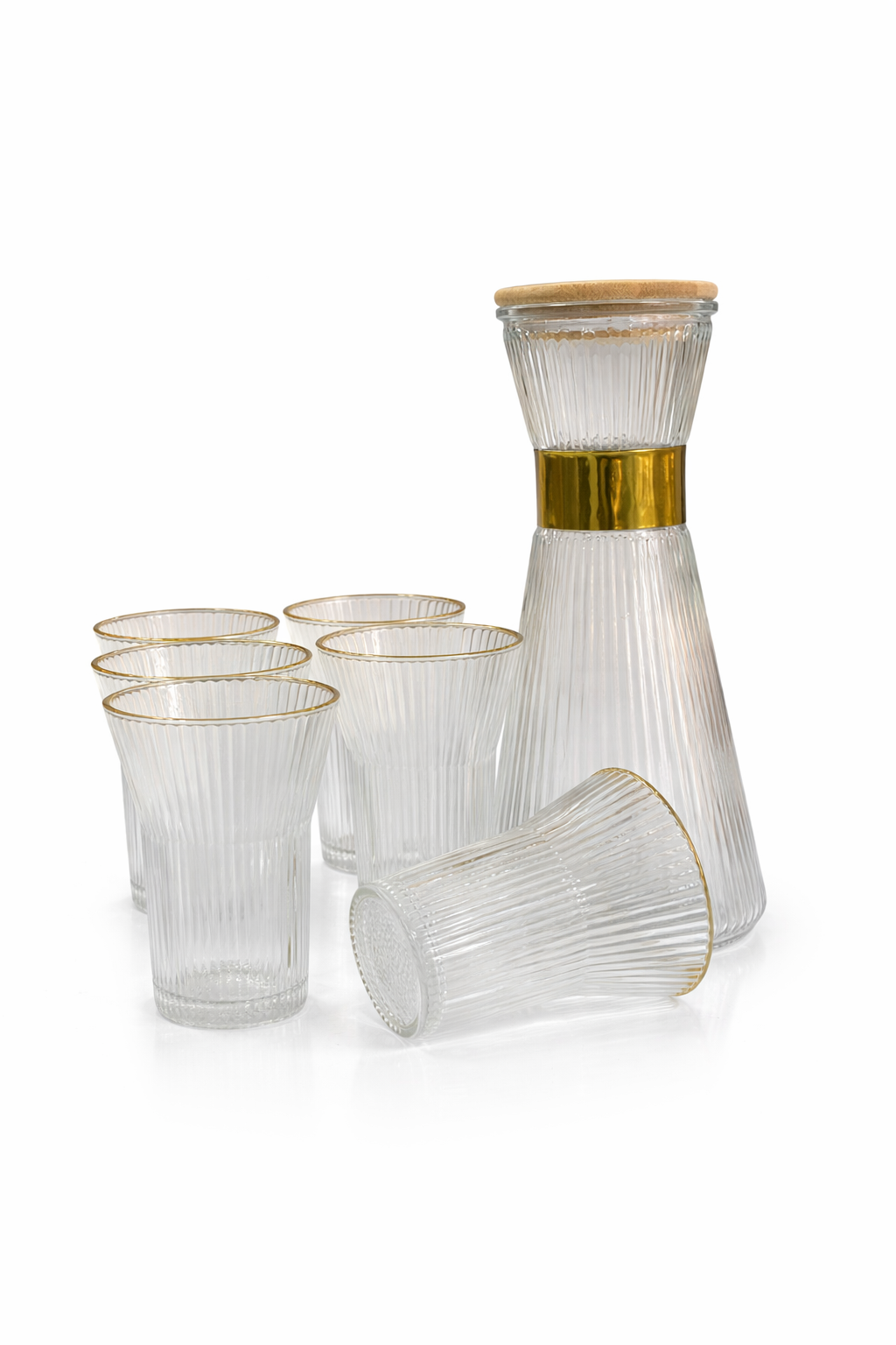 6glasses with a jar