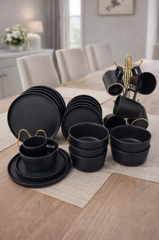 24 pieces black dinner set