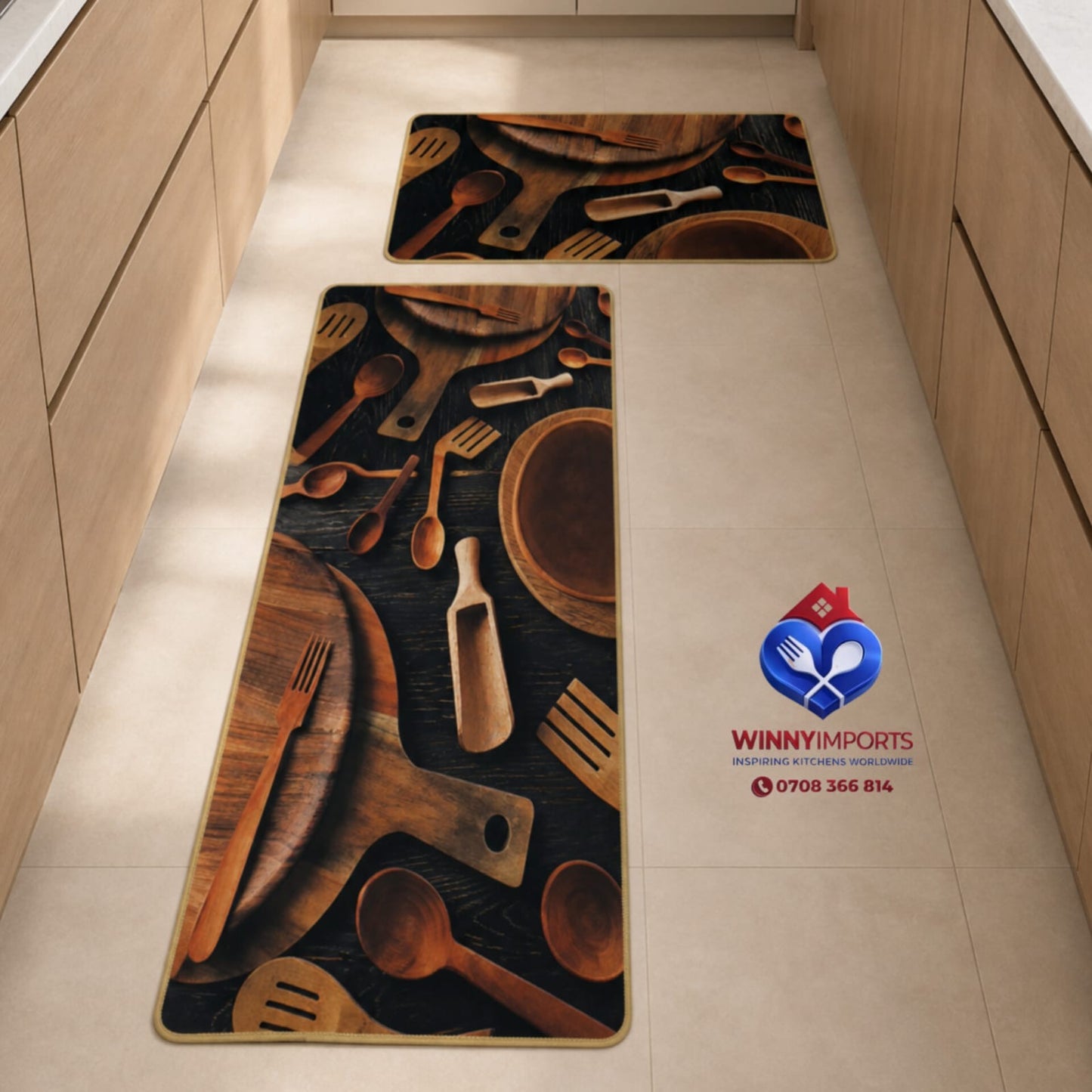 2 pcs rubber  kitchen mats