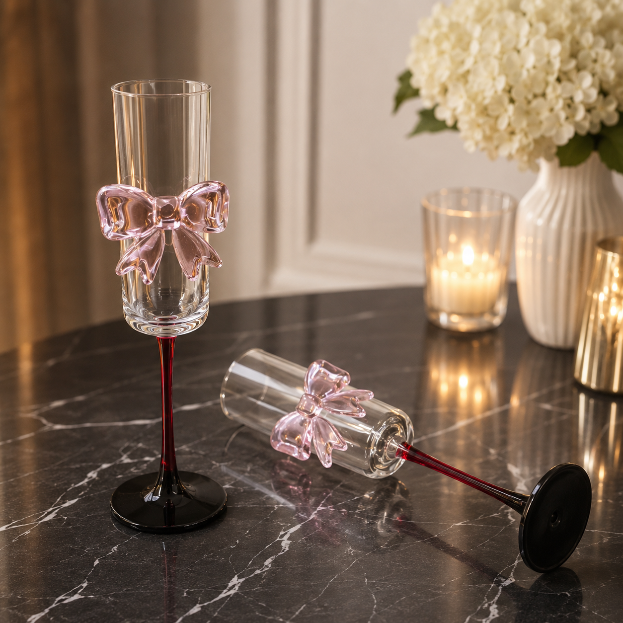 6pcs bowtie champagne glasses