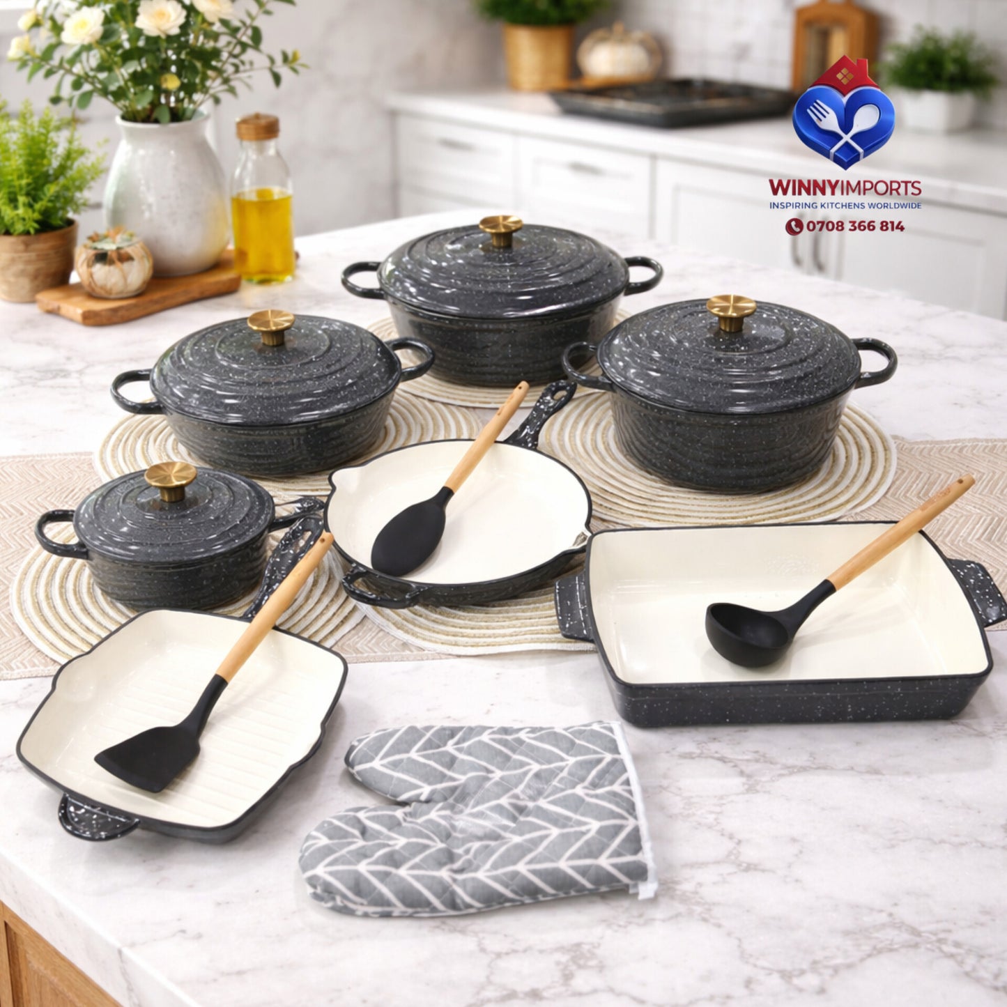 11 Piece Cast Iron Cookware Set