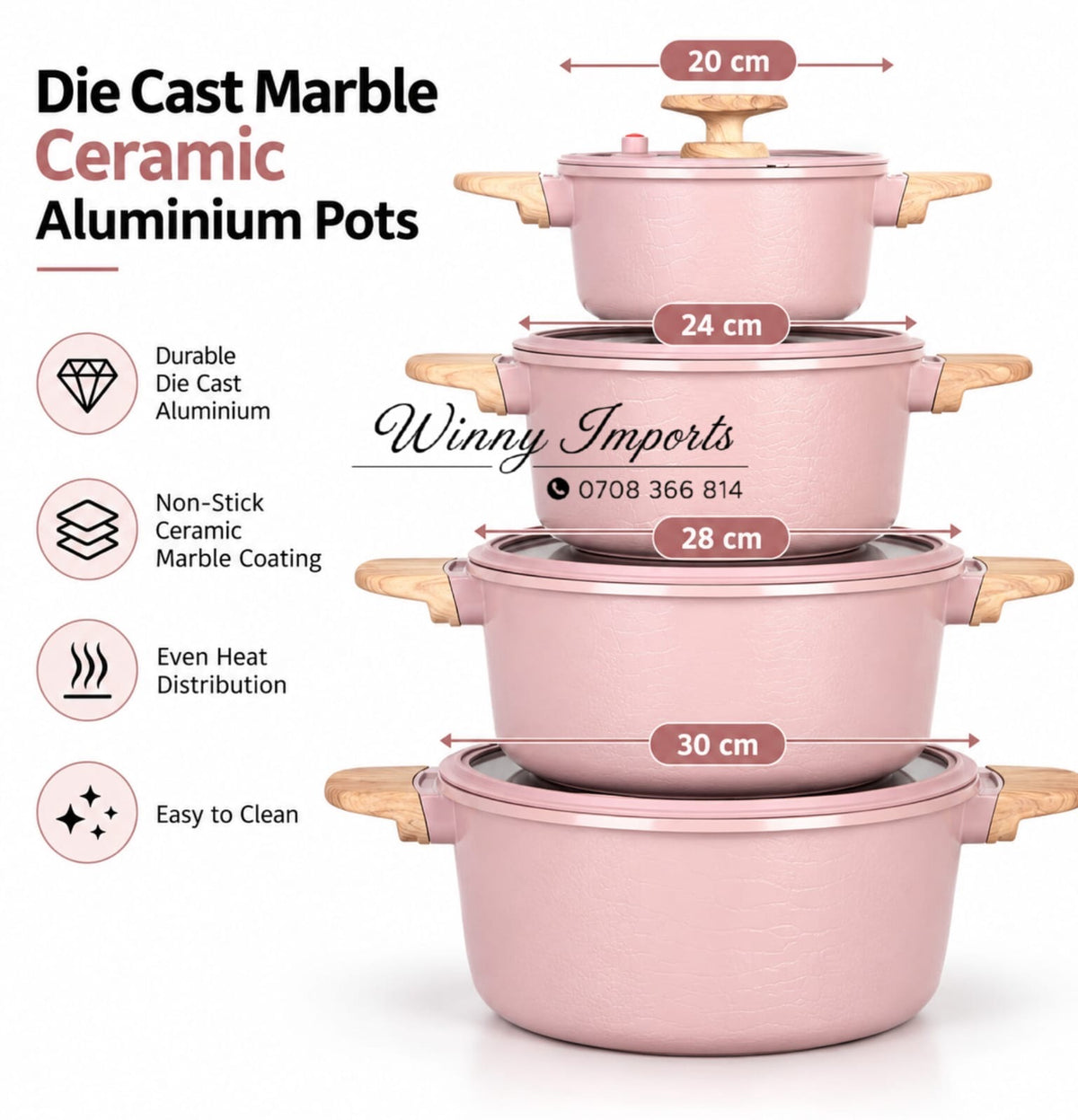 Cast marble ceramic aluminum pots
