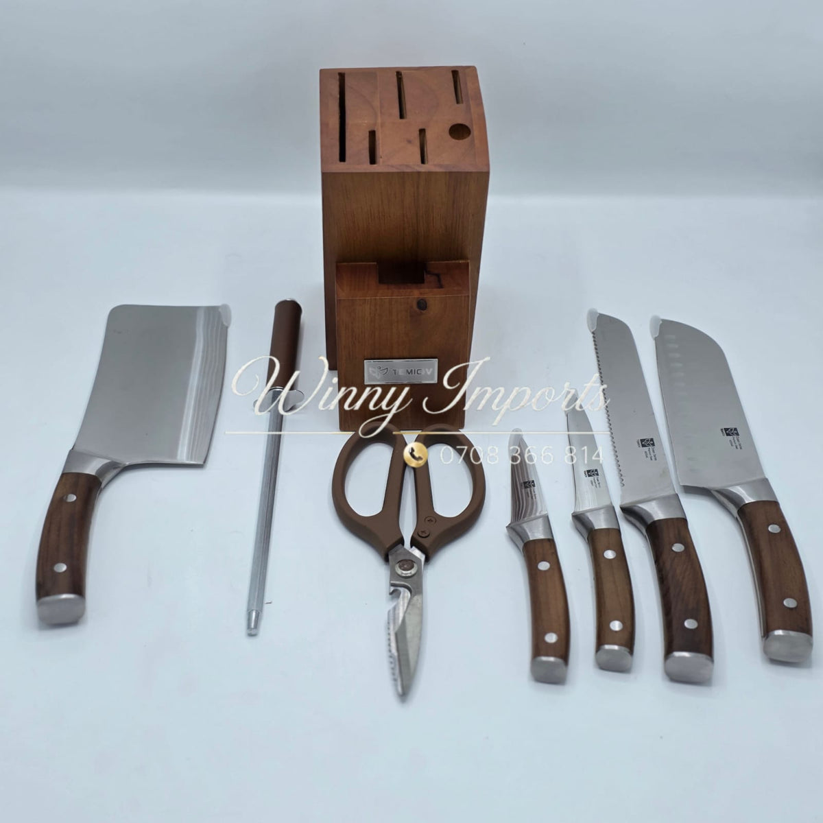 🔪 7-Piece Kitchen Knife Set + Wooden Stand