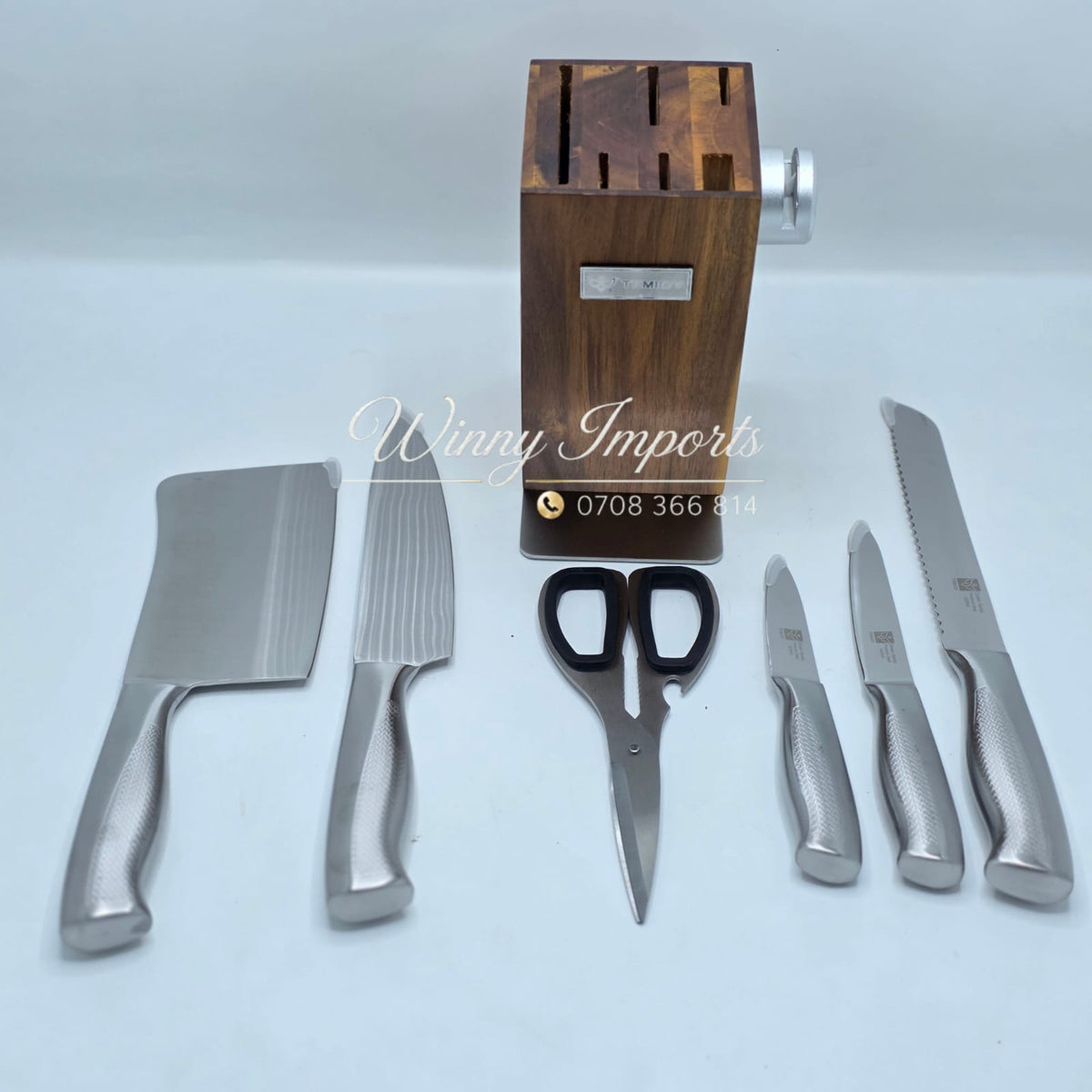 🔪 7-Piece Kitchen Knife Set + Wooden Stand