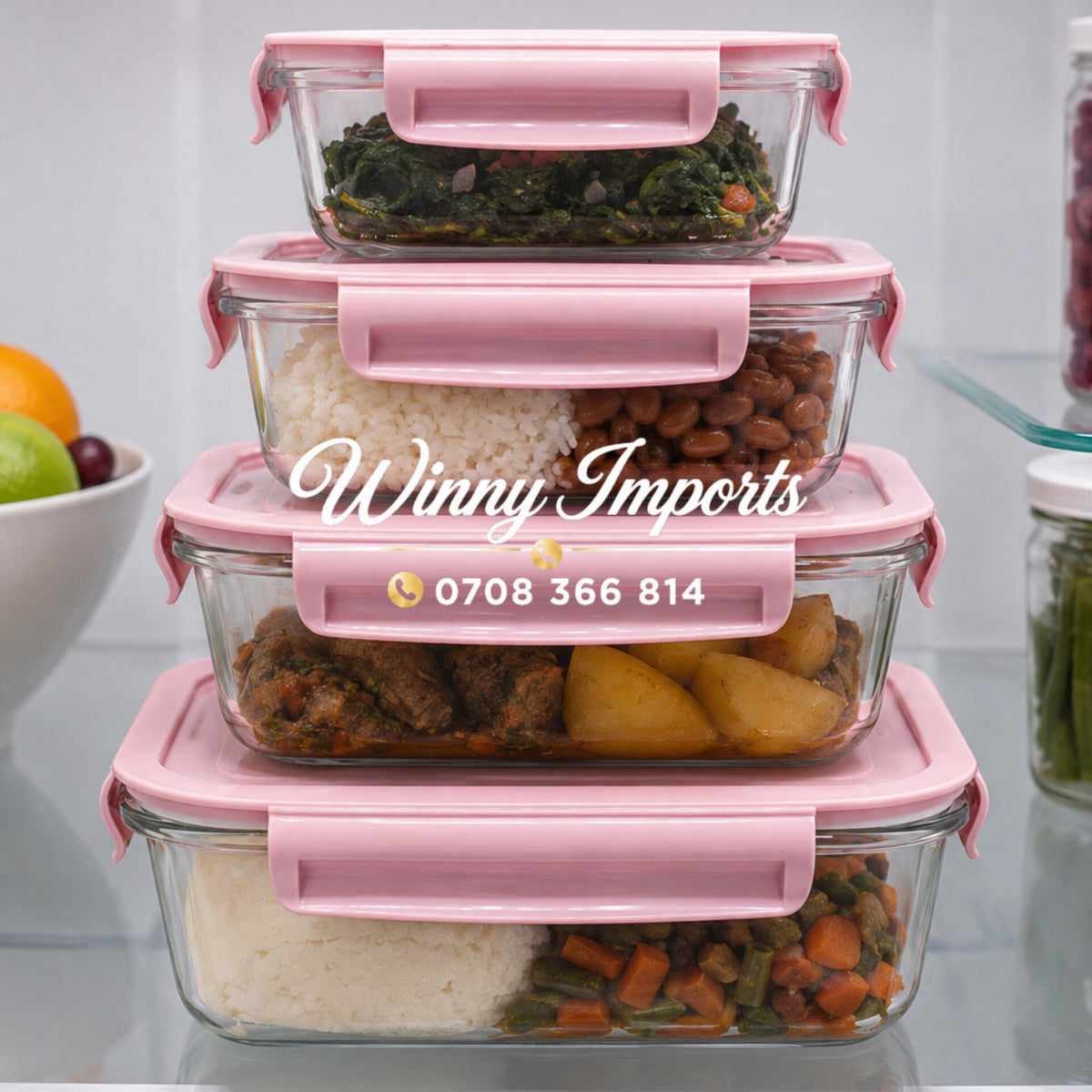 4pcs borosilicate glass container