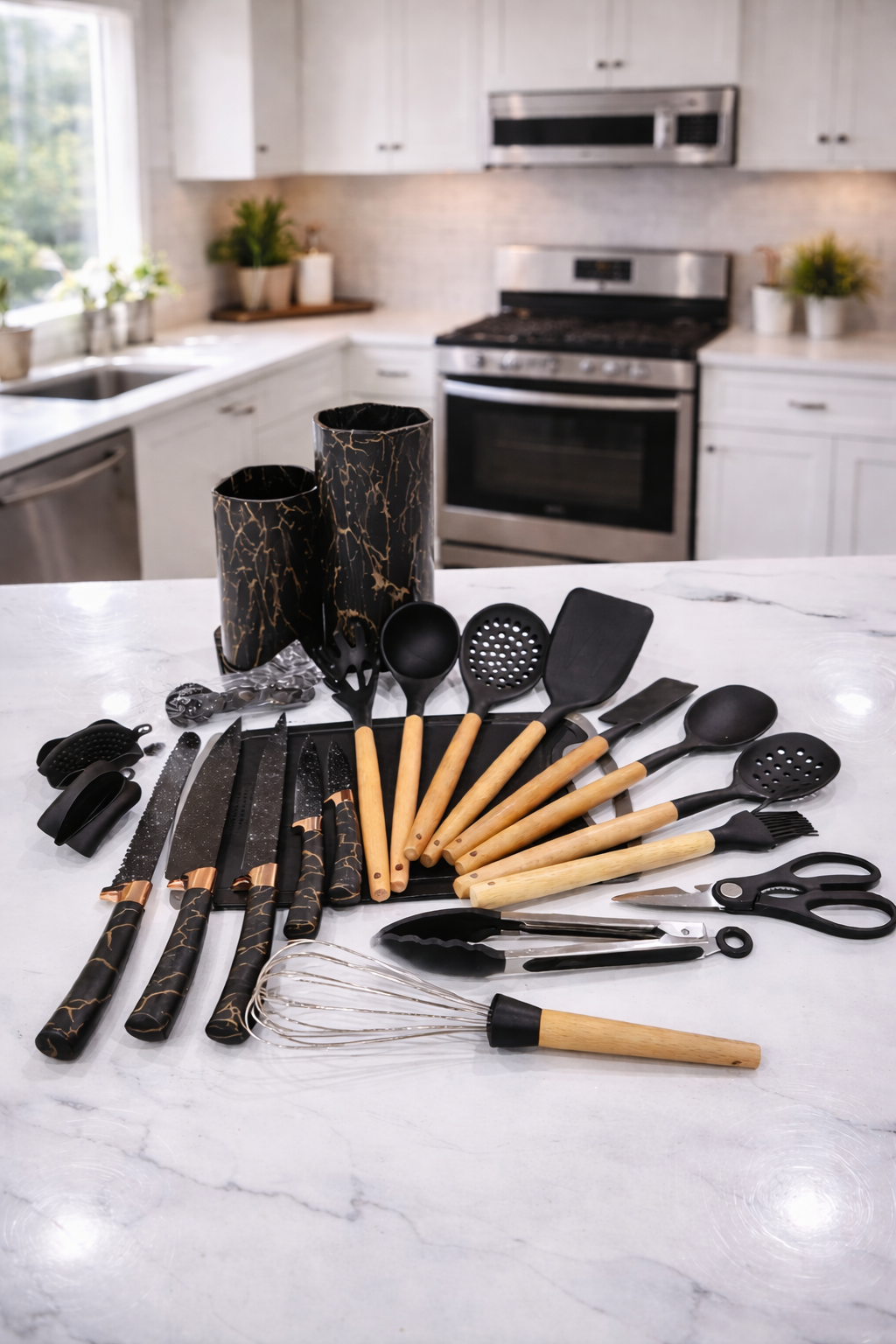 Silicone spoons with knives set