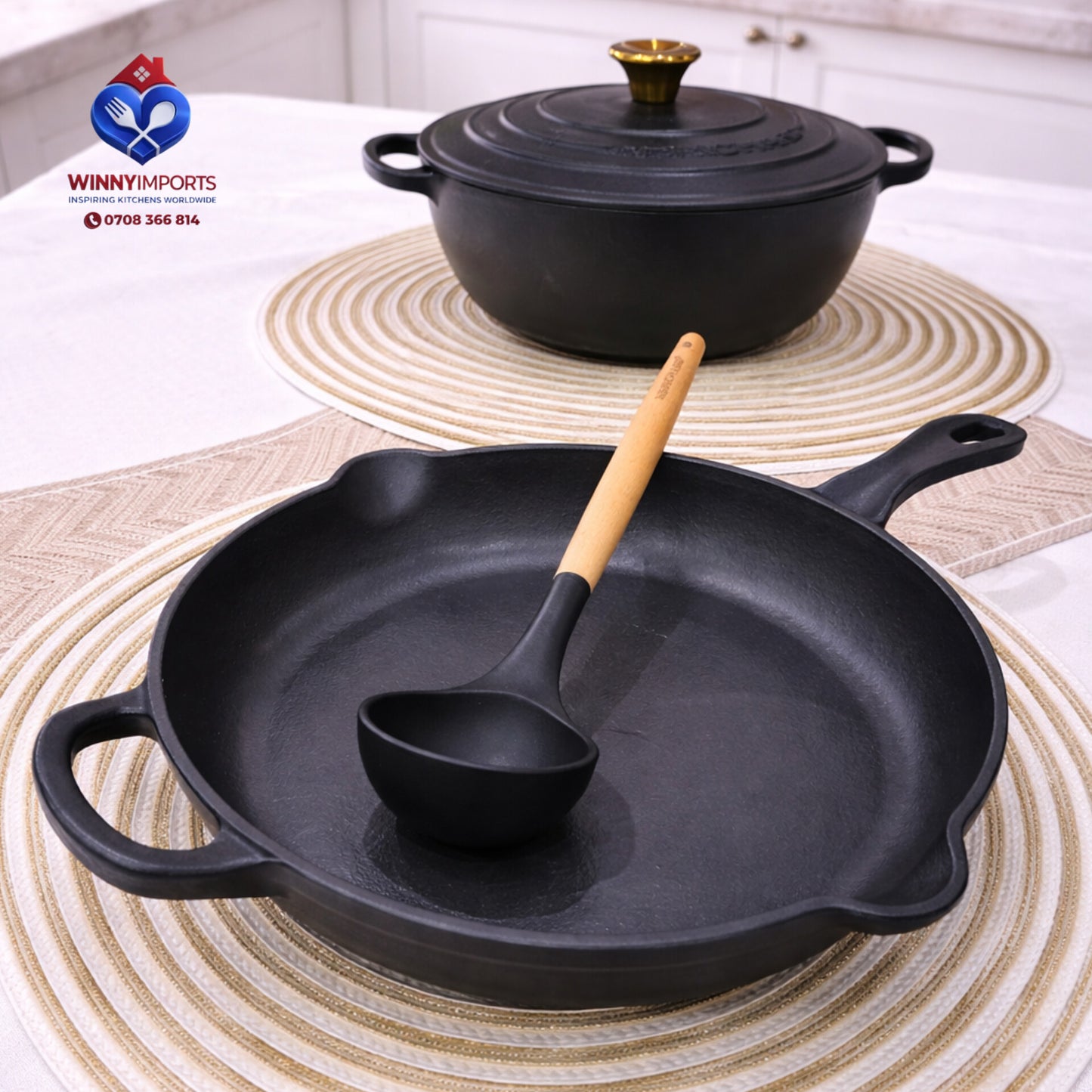 3 pieces cast iron cookware