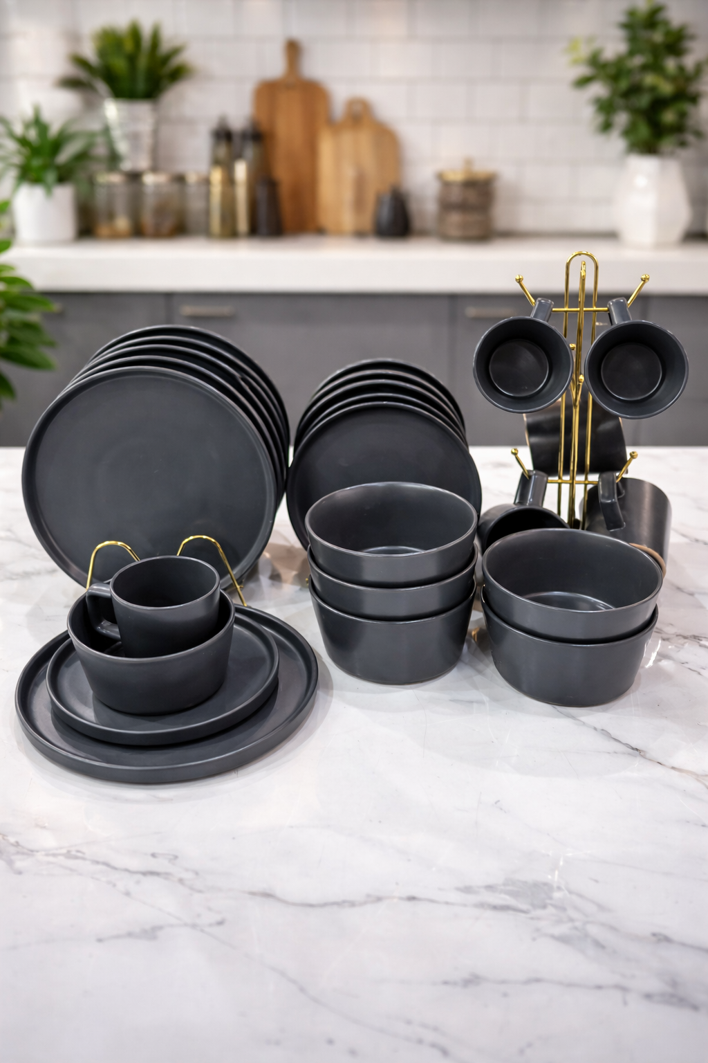 24pcs grey dinner set