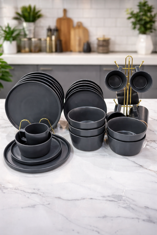 24pcs grey dinner set