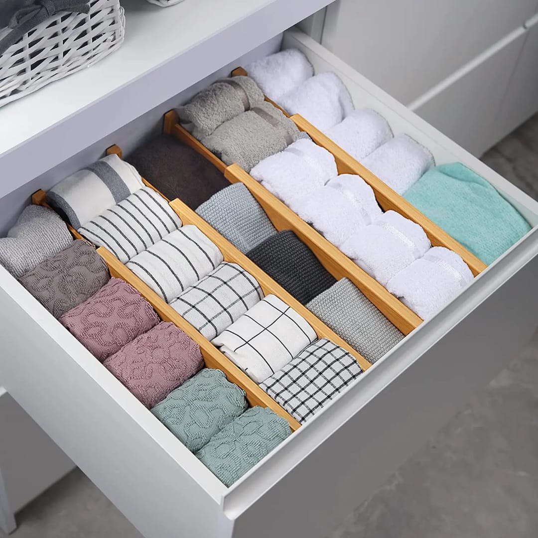 4 pieces Expandable Bamboo drawer divider