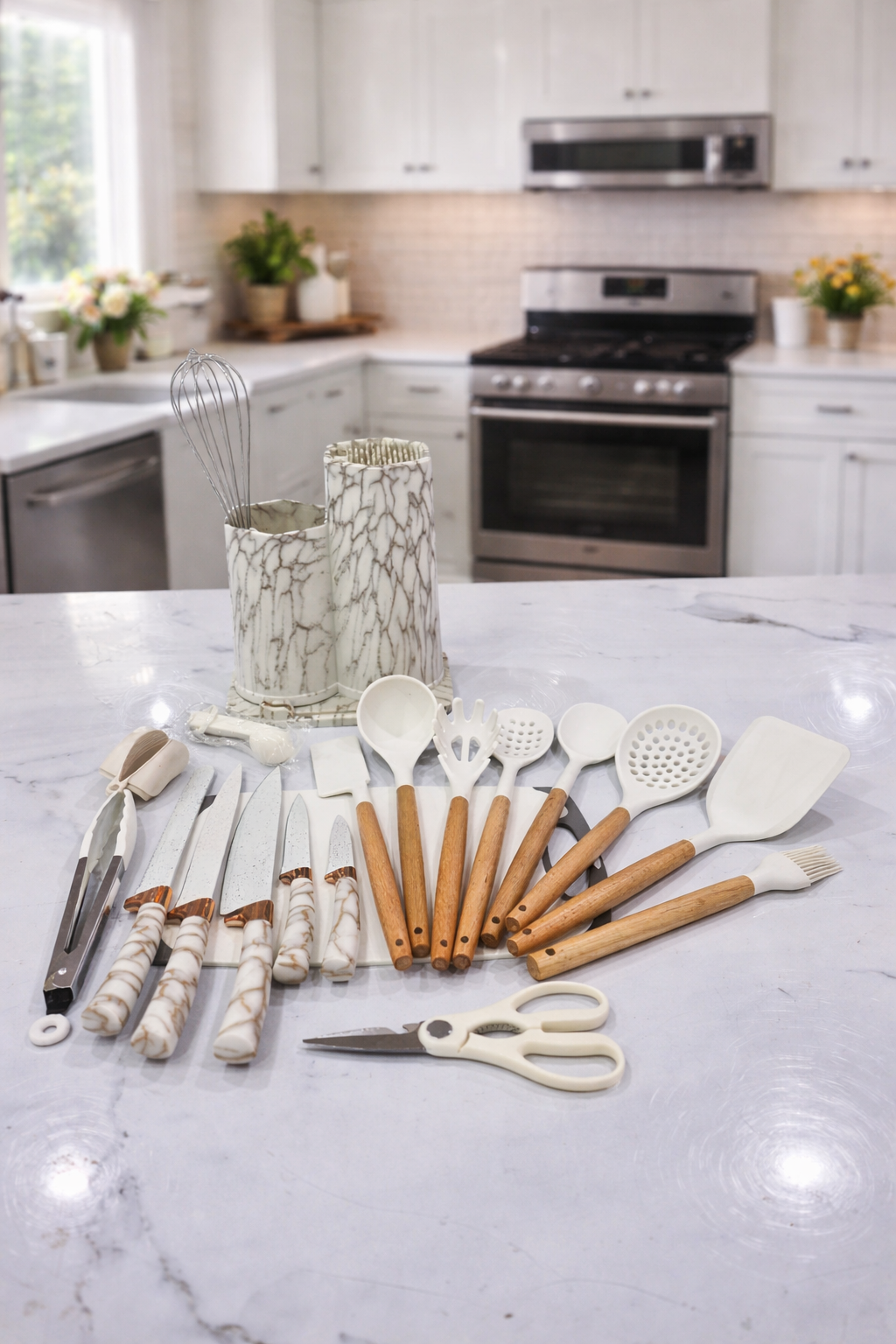 Silicone spoons with knives set