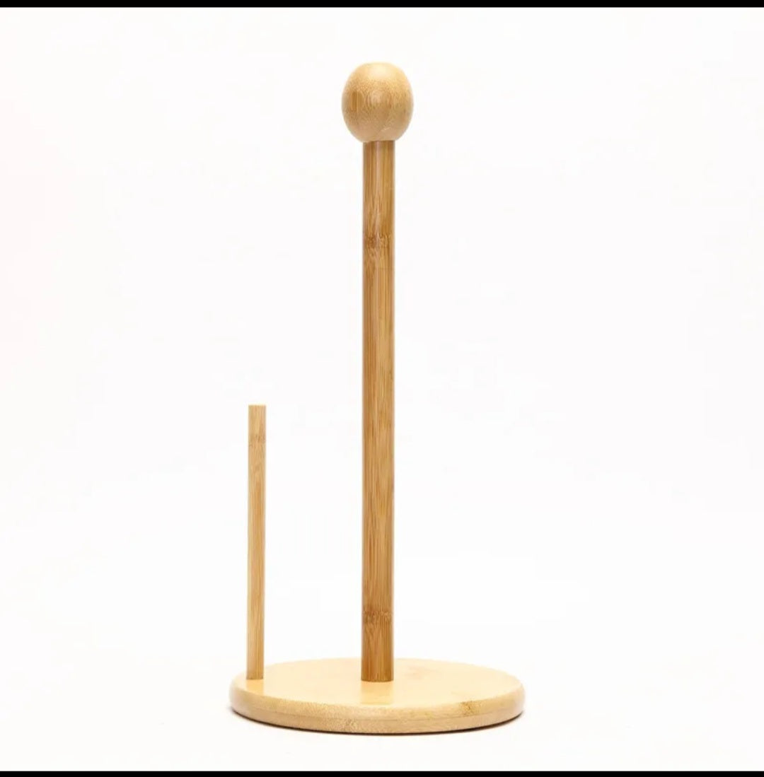Bamboo kitchen towel holder