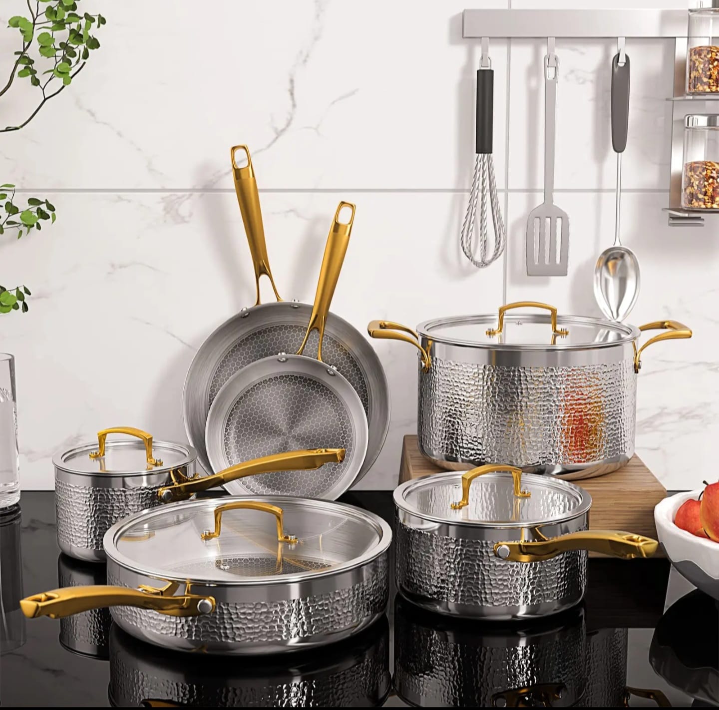 10 pcs 3ply stainless steel cookware