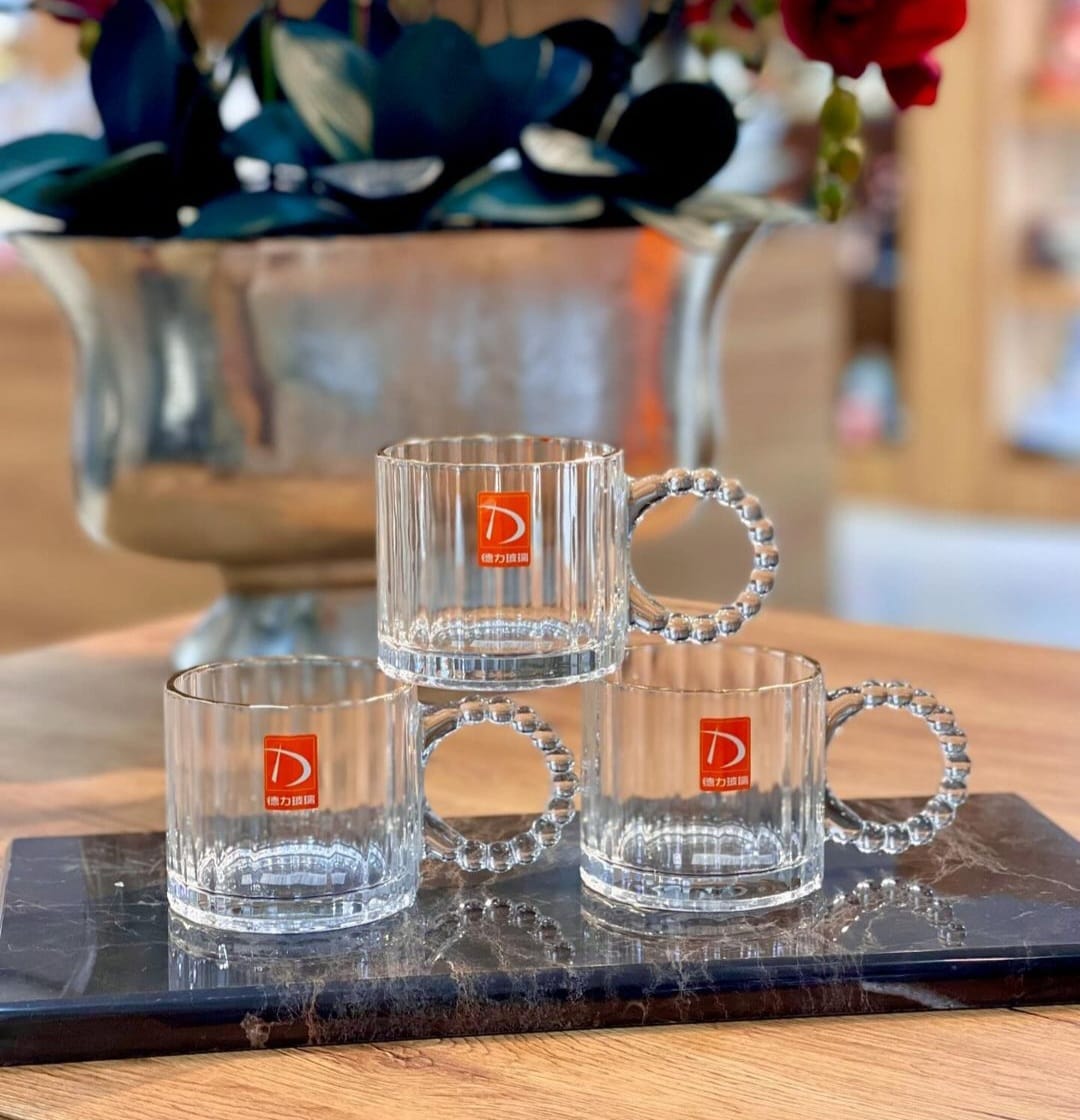 Embossed 6pcs clear mugs