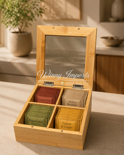 Bamboo tea bag organiser