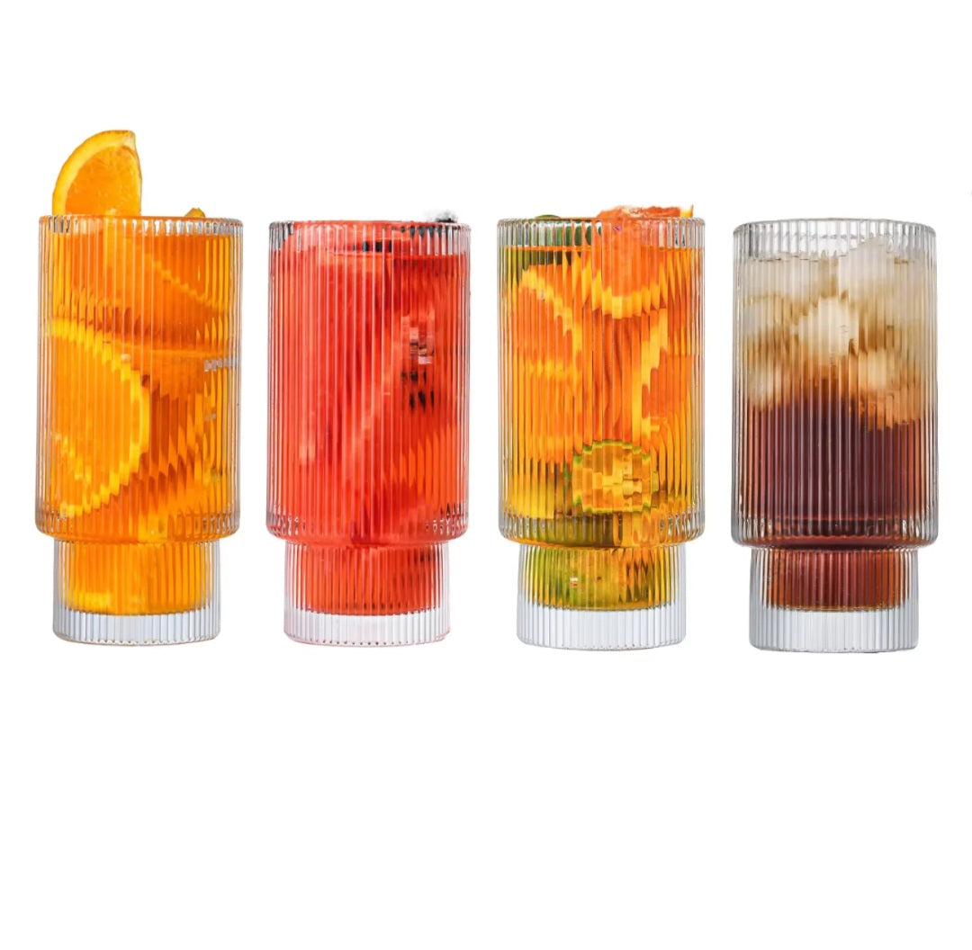 6pcs ribbed glasses