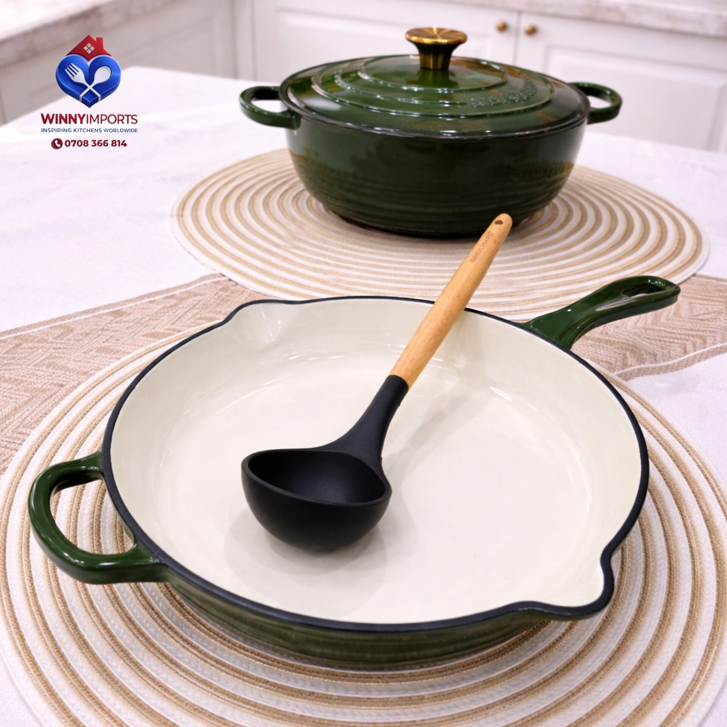3 pieces cast iron cookware