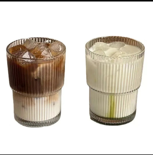 Ribbed short glasses 6pcs