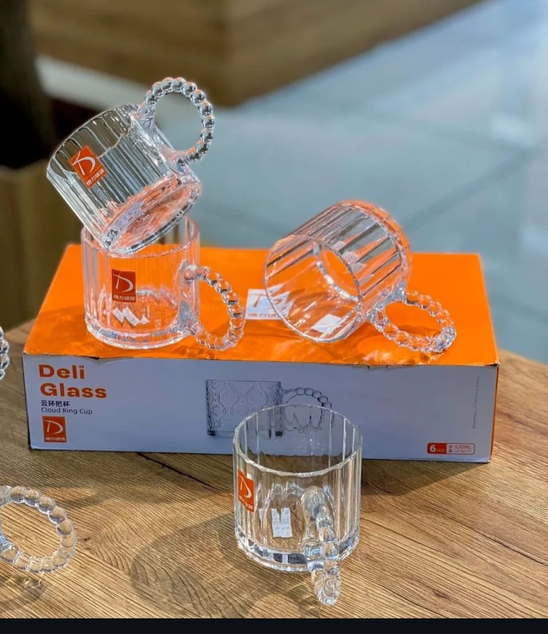 Embossed 6pcs clear mugs