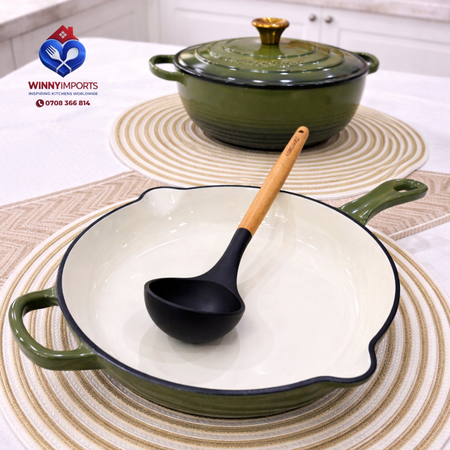 3 pieces cast iron cookware
