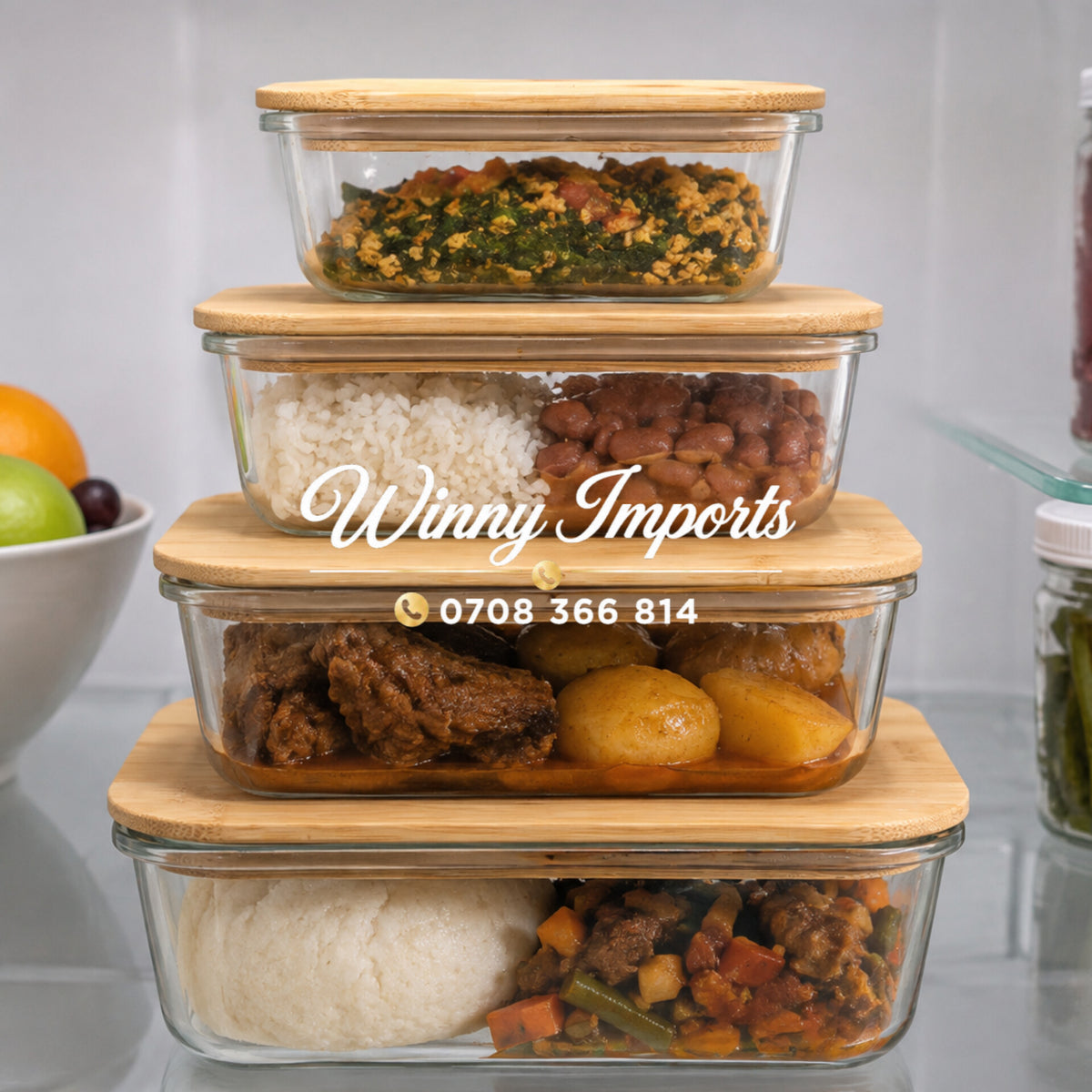 4pcs borosilicate glass container