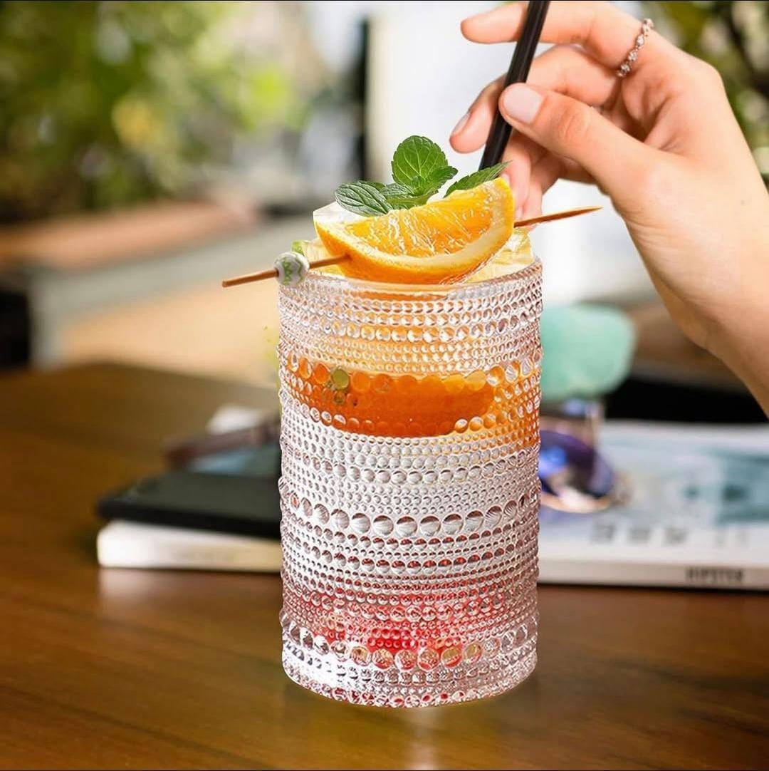 Embossed 6 pieces glasses
