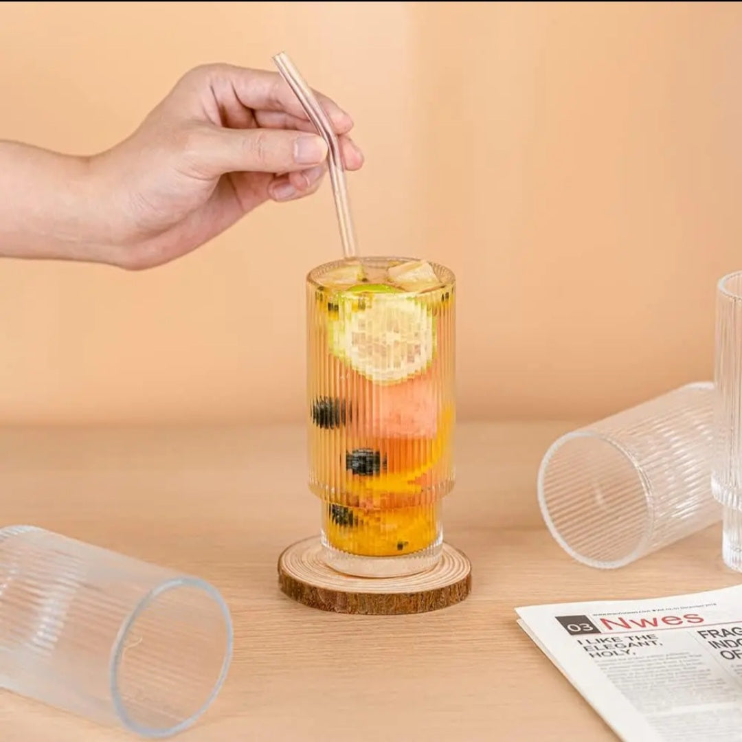 6pcs ribbed glasses
