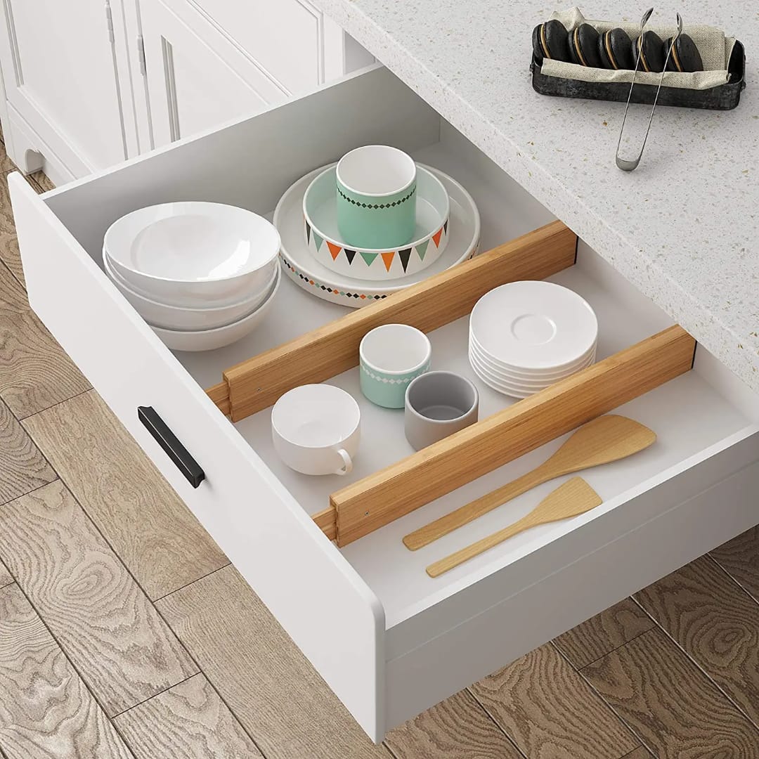 4 pieces Expandable Bamboo drawer divider