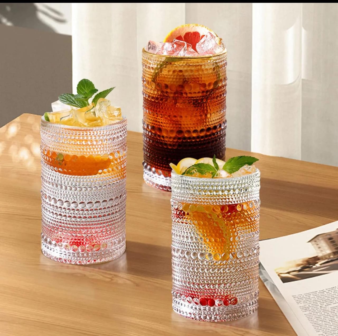 Embossed 6 pieces glasses