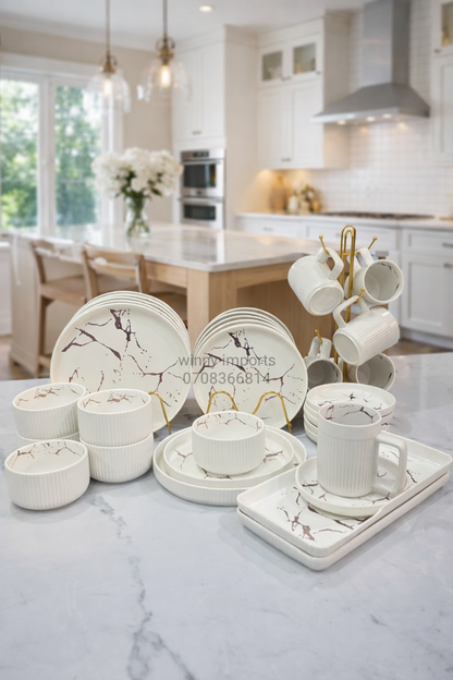 32 pieces marble dinner set