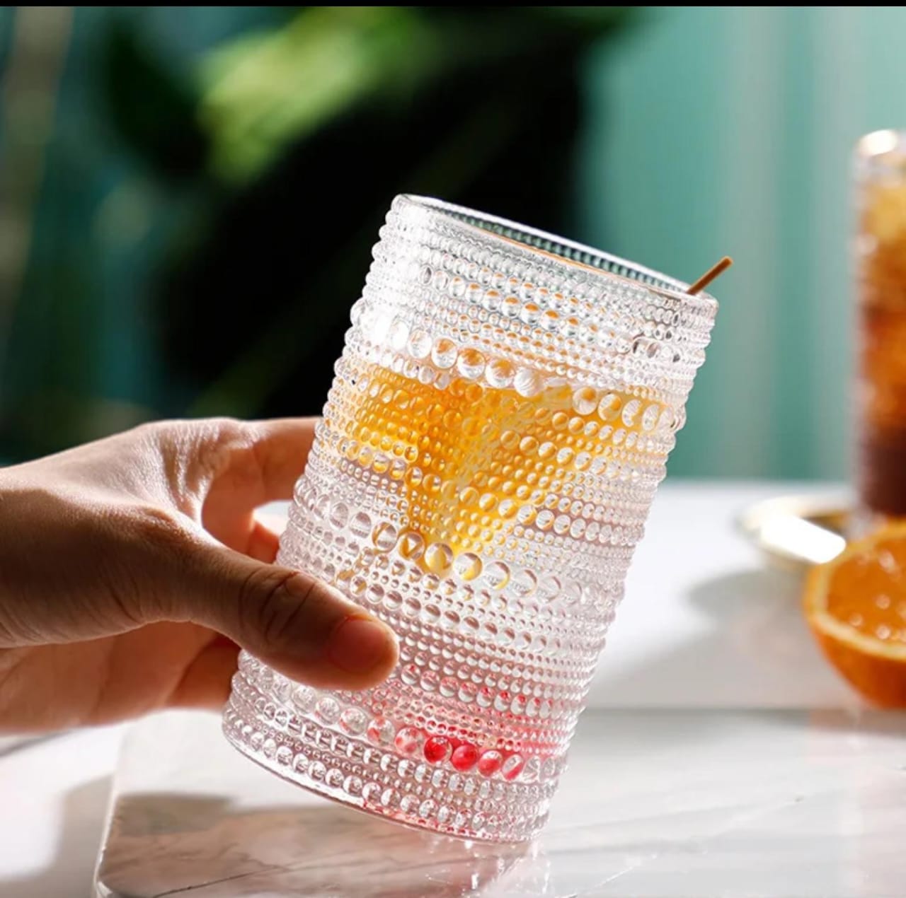 Embossed 6 pieces glasses