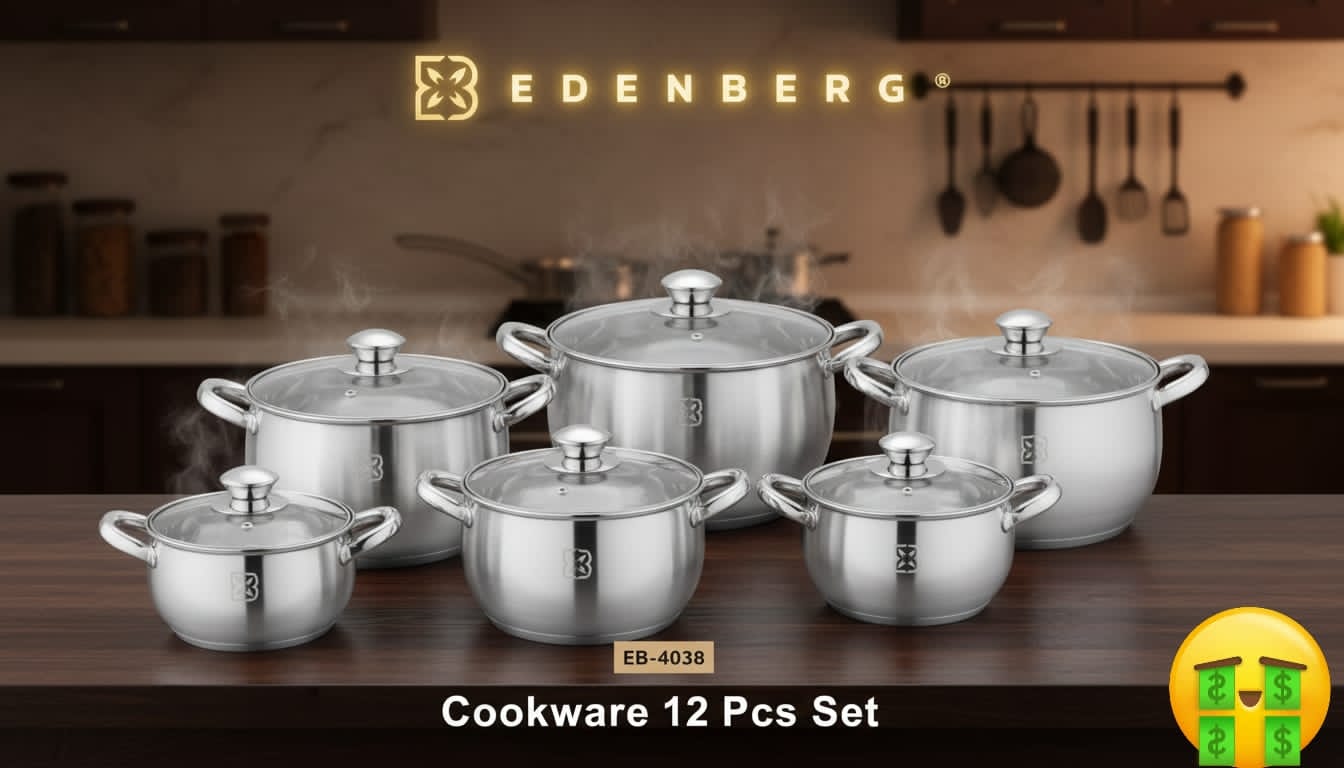 12pieces edenberg stainless cookware